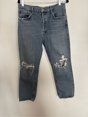 Agolde Riley Crop Denim Jeans Size 30 Button Fly